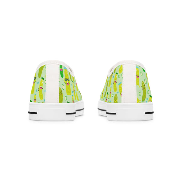 Women's Happy Pickle Pattern Low Top Sneakers Fun Quirky Shoes - Encore2woUS 5.5White sole