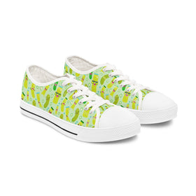 Women's Happy Pickle Pattern Low Top Sneakers Fun Quirky Shoes - Encore2woUS 5.5White sole