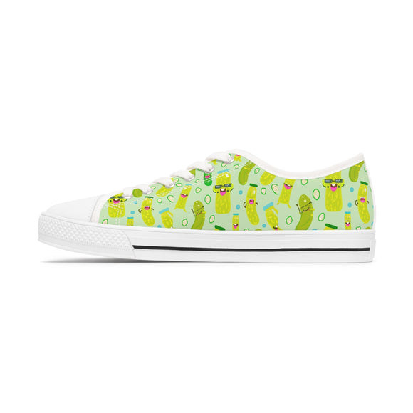 Women's Happy Pickle Pattern Low Top Sneakers Fun Quirky Shoes - Encore2woUS 5.5White sole