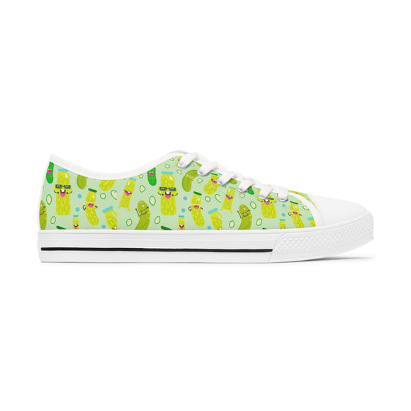 Women's Happy Pickle Pattern Low Top Sneakers Fun Quirky Shoes - Encore2woUS 5.5White sole