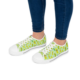 Women's Happy Pickle Pattern Low Top Sneakers Fun Quirky Shoes - Encore2woUS 5.5White sole