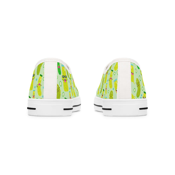 Women's Happy Pickle Pattern Sneakers - Fun & Quirky Casual Shoes Low Top - Encore2woUS 5.5White sole