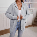 Women's Hooded Knitwear Loose Mid - Length Sweater - Cozy and Stylish - Encore2woGrayL