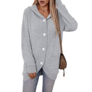 Women's Hooded Knitwear Loose Mid - Length Sweater - Cozy and Stylish - Encore2woBrownL