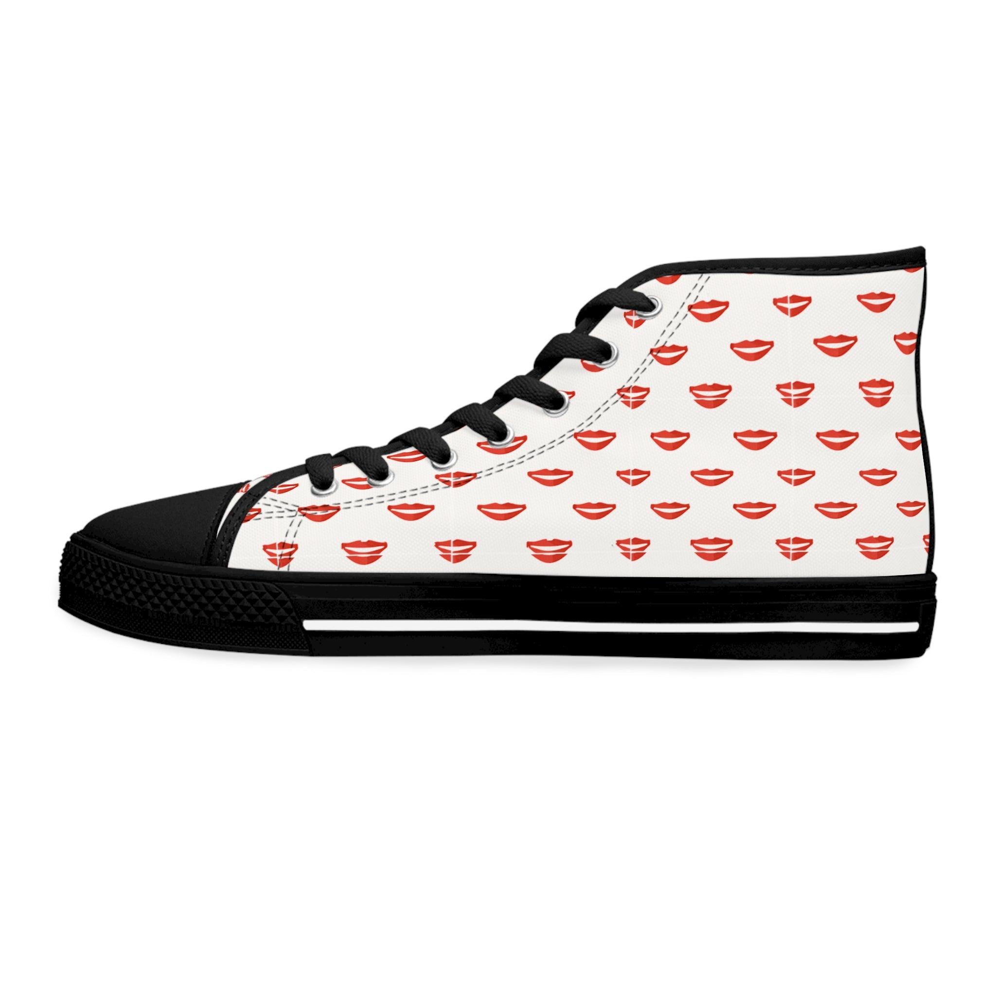 Women's Old School Heart Pattern High Top Sneakers Vintage - Inspired Shoes Retro Heart Sneakers - Encore2woUS 5.5Black sole