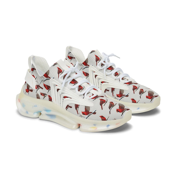 Women’s Red Cardinal Pattern Mesh Sneakers – Lightweight Breathable Casual Shoes - Encore2woWhite soleUS 5.5