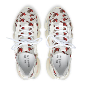 Women’s Red Cardinal Pattern Mesh Sneakers – Lightweight Breathable Casual Shoes - Encore2woWhite soleUS 5.5