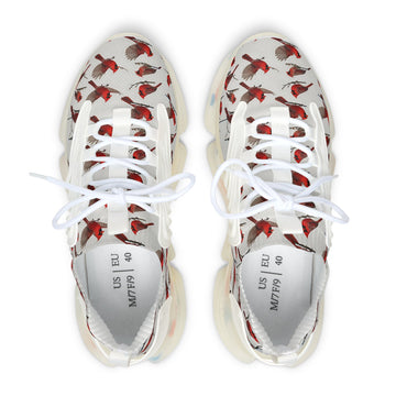 Women’s Red Cardinal Pattern Mesh Sneakers – Lightweight Breathable Casual Shoes - Encore2woWhite soleUS 5.5