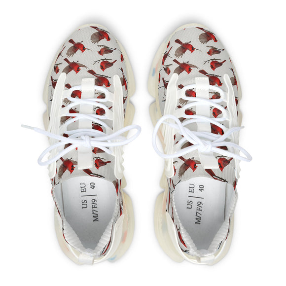 Women’s Red Cardinal Pattern Mesh Sneakers – Lightweight Breathable Casual Shoes - Encore2woWhite soleUS 5.5