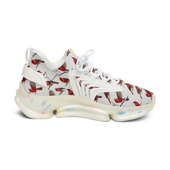 Women’s Red Cardinal Pattern Mesh Sneakers – Lightweight Breathable Casual Shoes - Encore2woWhite soleUS 5.5