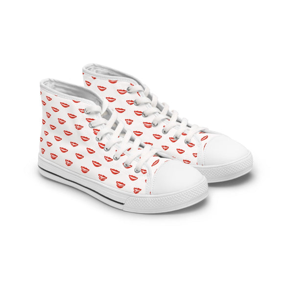 Women's Retro Heart Pattern High Top Sneakers - Encore2woUS 5.5White sole