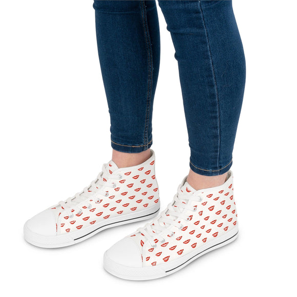 Women's Retro Heart Pattern High Top Sneakers - Encore2woUS 5.5Black sole