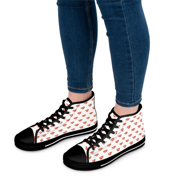Women's Retro Heart Pattern High Top Sneakers - Encore2woUS 5.5Black sole