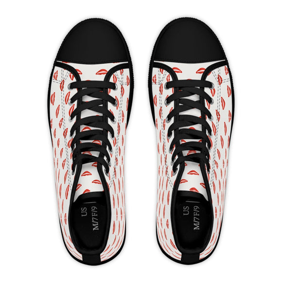 Women's Retro Heart Pattern High Top Sneakers - Encore2woUS 5.5Black sole