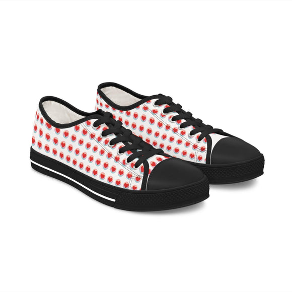 Women's Retro Heart Pattern Low Top Sneakers - Encore2woUS 5.5Black sole