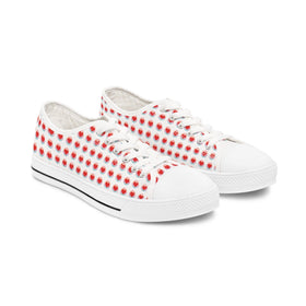 Women's Retro Heart Pattern Low Top Sneakers - Encore2woUS 5.5White sole