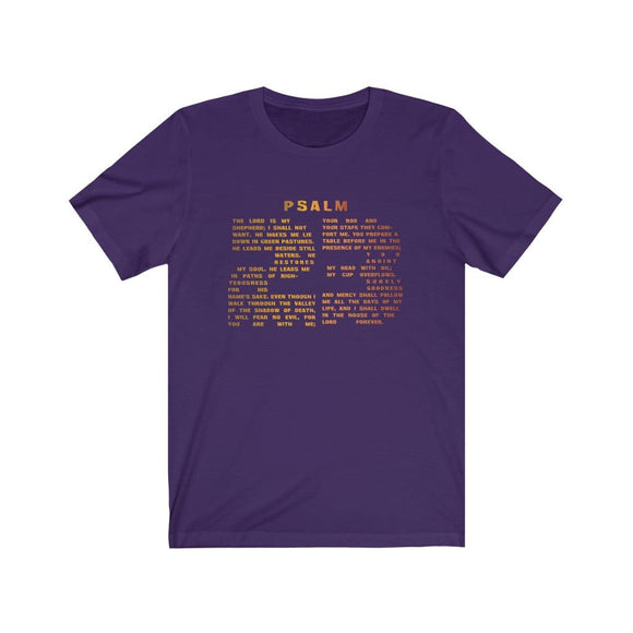 Holiday Psalm 23 T-Shirt - Large Number 23 Design with Psalm 23 Text for Thanksgiving & Christmas - Encore2woTeam PurpleS