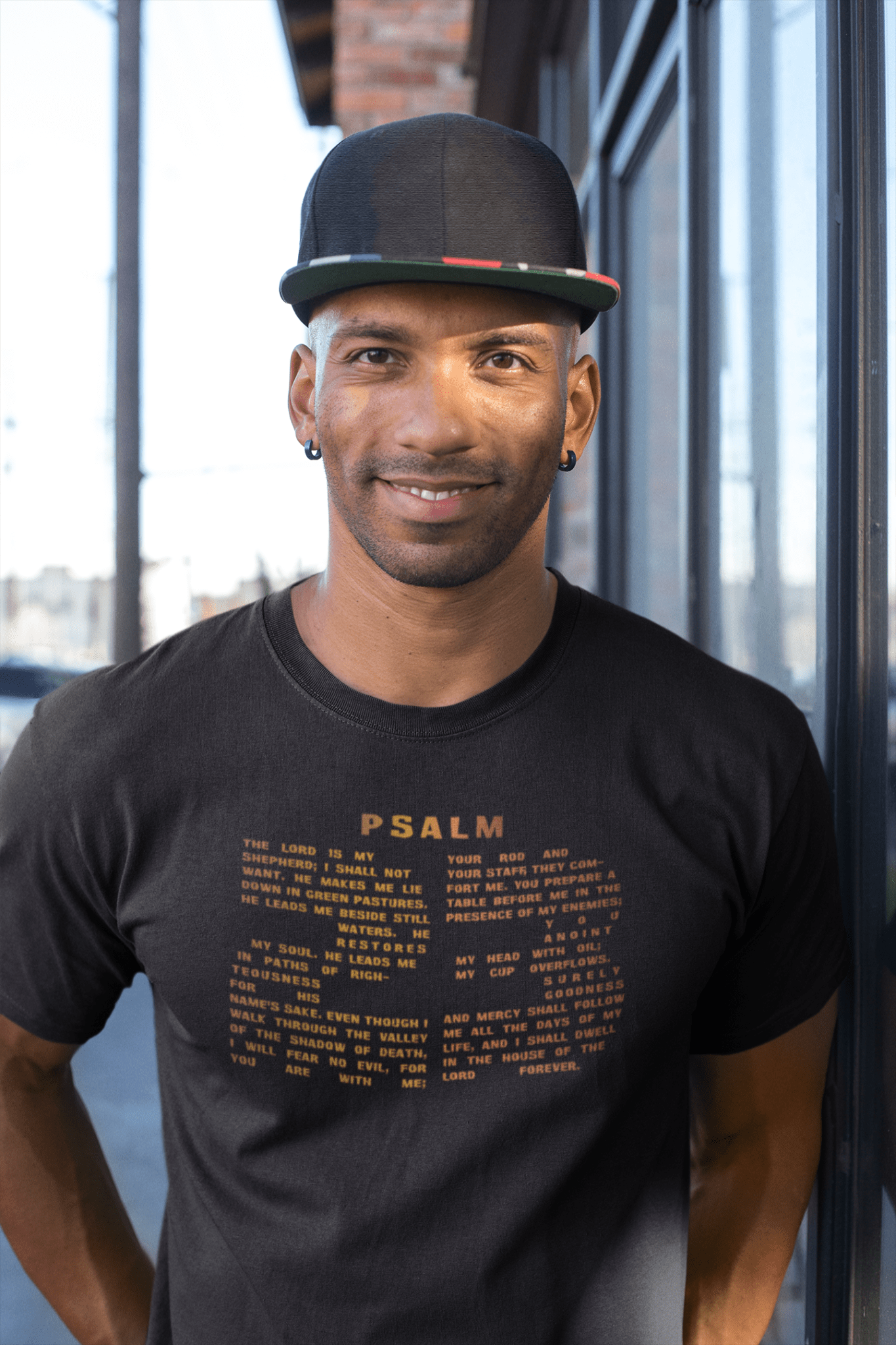 Holiday Psalm 23 T-Shirt - Large Number 23 Design with Psalm 23 Text for Thanksgiving & Christmas - Encore2woBlackL
