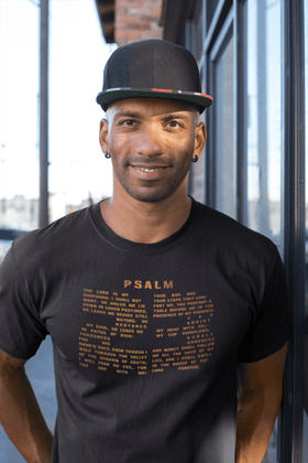 Holiday Psalm 23 T-Shirt - Large Number 23 Design with Psalm 23 Text for Thanksgiving & Christmas - Encore2woBlackL