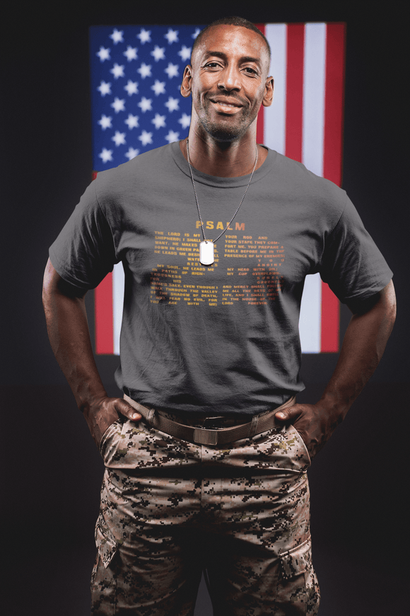 Holiday Psalm 23 T-Shirt - Large Number 23 Design with Psalm 23 Text for Thanksgiving & Christmas - Encore2woBlackL