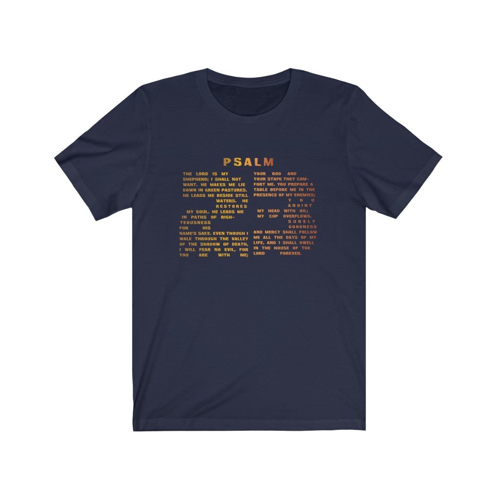 Holiday Psalm 23 T-Shirt - Large Number 23 Design with Psalm 23 Text for Thanksgiving & Christmas - Encore2woNavyS