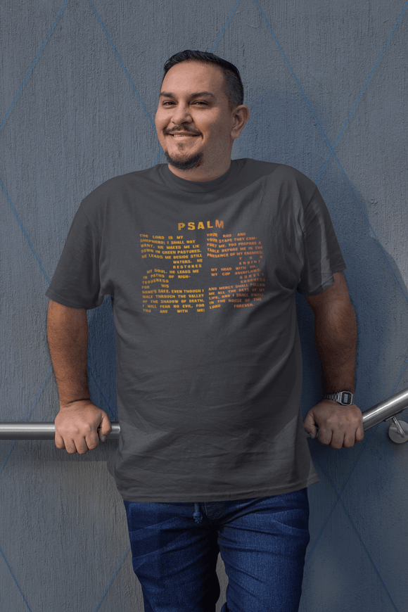 Holiday Psalm 23 T-Shirt - Large Number 23 Design with Psalm 23 Text for Thanksgiving & Christmas - Encore2woBlackL