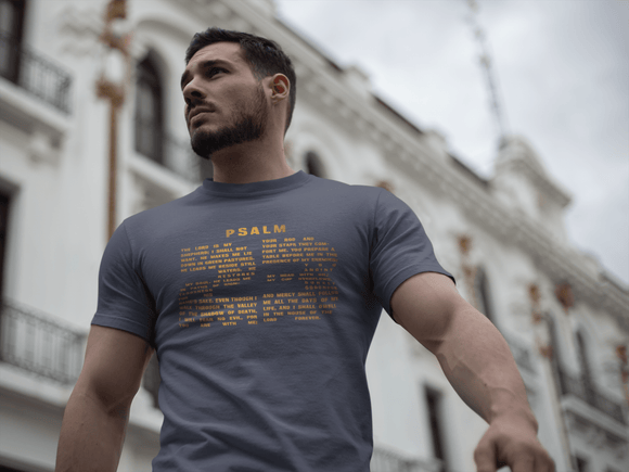 Holiday Psalm 23 T-Shirt - Large Number 23 Design with Psalm 23 Text for Thanksgiving & Christmas - Encore2woBlackL