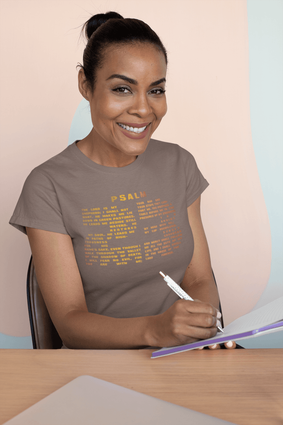 Holiday Psalm 23 T-Shirt - Large Number 23 Design with Psalm 23 Text for Thanksgiving & Christmas - Encore2woBlackL