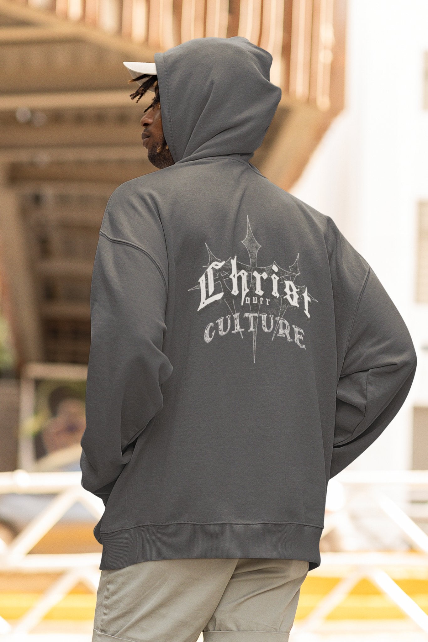 Vintage Y2K 'Christ Over Culture' Streetwear Hoodie Unisex Heavy Blend - Encore2woCharcoalS